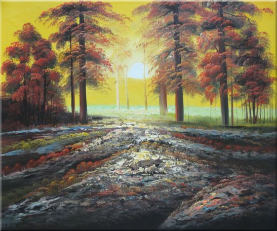 Alpine Trees with Sunshine Oil Painting Landscape Naturalism 20 x 24 Inches