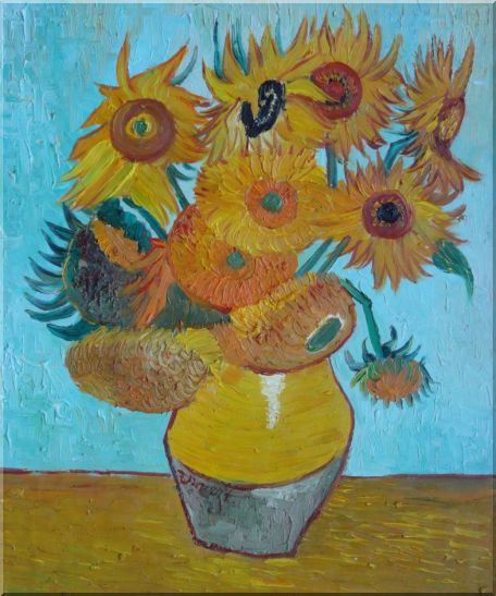 Sunflowers, Van Gogh Masterpieces Reproduction Oil Painting Still Life Post Impressionism 24 x 20 Inches