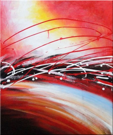 Reed Moving in Wind in Red Abstract Oil painting - 3 Canvas Set 3-canvas-set,nonobjective decorative  24 x 60 inches