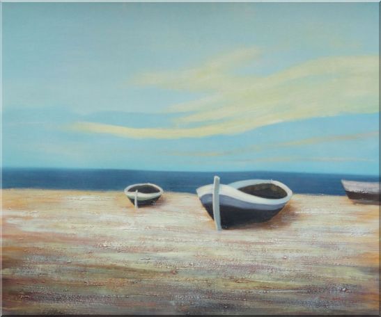 Boats On Shore Oil Painting Decorative 20 x 24 Inches