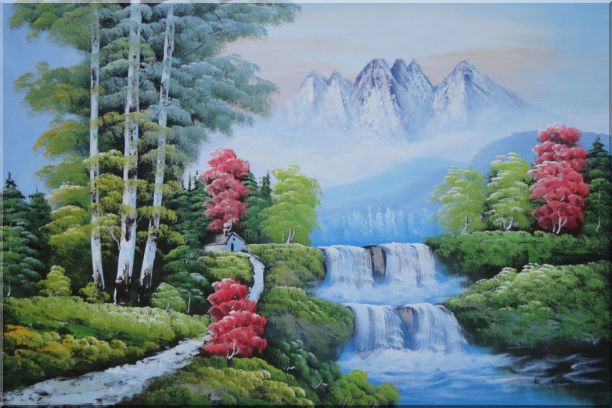 Water from Snow Mountain Oil Painting Landscape Waterfall Naturalism 24 x 36 Inches