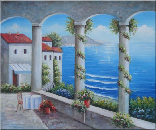 Mediterranean Arch Retreat Oil Painting Naturalism 20 x 24 Inches
