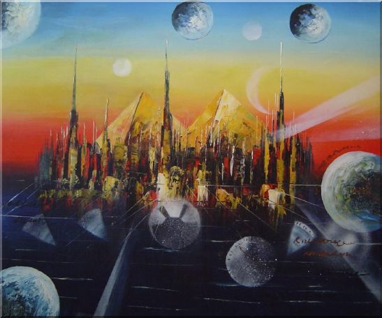 Metropolitan Oil Painting Cityscape Modern 20 x 24 Inches