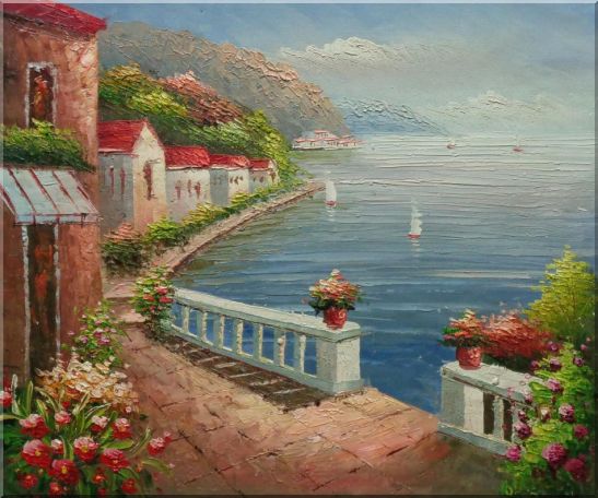 Mediterranean Dream Village Oil Painting Naturalism 20 x 24 Inches