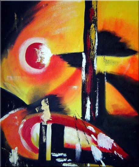 Red Yellow and Black Form Oil Painting Nonobjective Modern 24 x 20 Inches