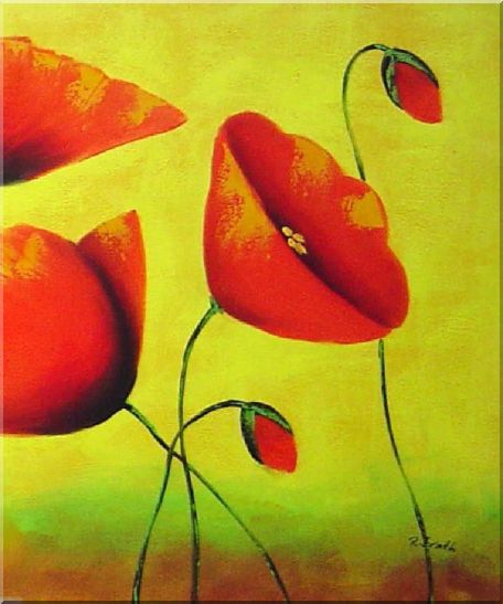 Blooming Red Poppies - 3 Canvas Set 3-canvas-set,flower decorative  24 x 60 inches
