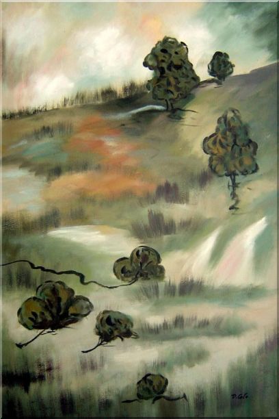 Wasteland Oil Painting Landscape Tree Modern 36 x 24 Inches