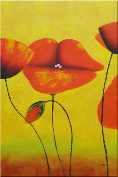 Blooming Red Poppies - 3 Canvas Set 3-canvas-set,flower decorative  36 x 72 inches