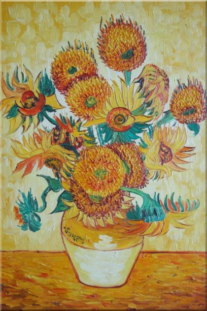 Sunflowers, Van Gogh Reproduction Oil Painting Still Life Post Impressionism 36 x 24 Inches