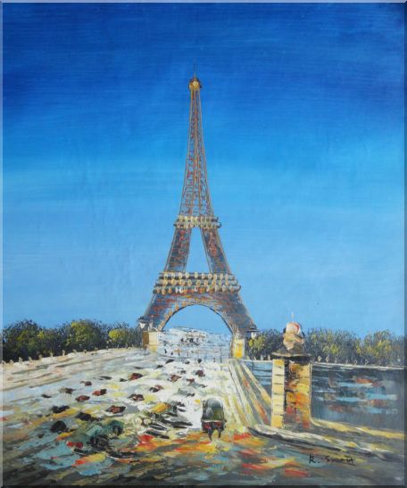 Eiffel Tower Scene Oil Painting Cityscape France Impressionism 24 x 20 Inches