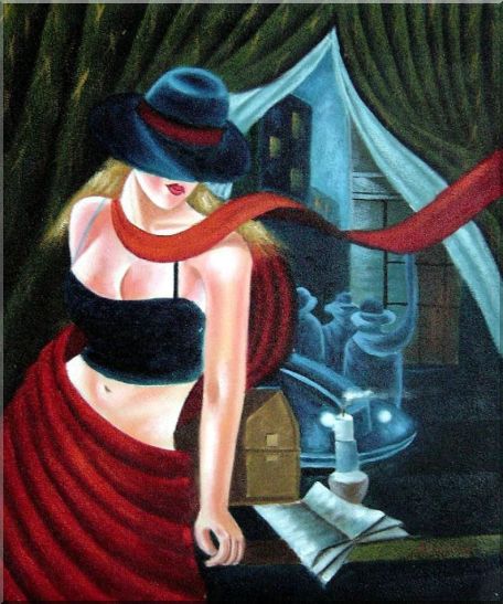 Girl by the Window Pop Art Oil Painting Portraits Woman Modern 24 x 20 Inches