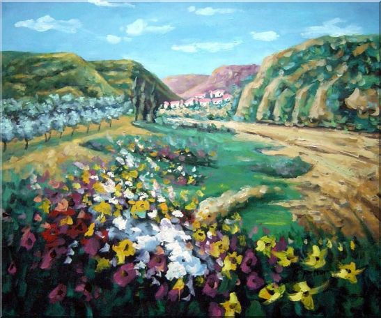 Poppies Valley Oil Painting Landscape Impressionism 20 x 24 Inches