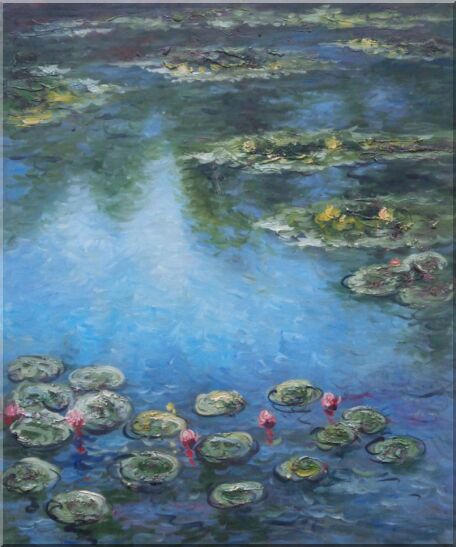 Summer Waterlily Pond , Monet Replica Oil Painting Flower Impressionism 24 x 20 Inches