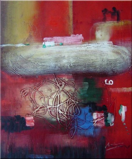 Red Abstract Oil Painting Nonobjective Modern 24 x 20 Inches