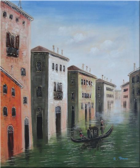 Memorable Gondola Ride in Venice Italy Oil Painting Impressionism 24 x 20 Inches