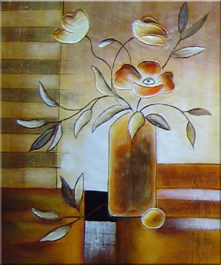 Vases of Flowers in Warm Setting - 3 Canvas Set 3-canvas-set,flower decorative  24 x 60 inches