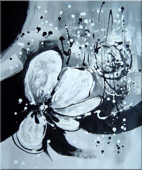 Two Canvas Black White Flower Paintings - 2 Canvas Set 2-canvas-set,flower, orchid decorative  24 x 40 inches