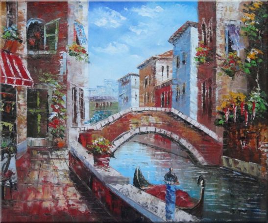 Pleasant Noon Time At Tranquil Street of Venice Oil Painting Italy Impressionism 20 x 24 Inches