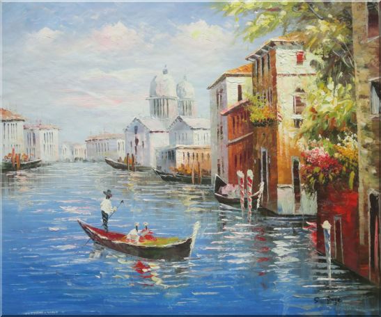 Enjoying Venice on Gondola Oil Painting Italy Naturalism 20 x 24 Inches