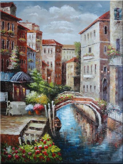 Venice Street Canal in Italy Oil Painting Naturalism 48 x 36 Inches
