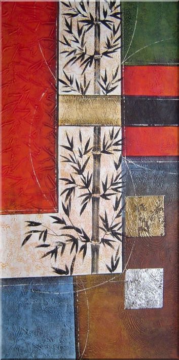 Bamboo on Modern Setting - 2 Canvas Set 2-canvas-set,flower asian  48 x 48 inches