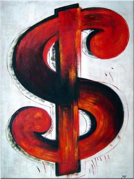 Show Me the Money Oil Painting Nonobjective Modern 40 x 30 Inches
