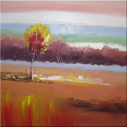 Colorful Large Modern Tree Landscape Painting Oil Impressionism 30 x 30 Inches