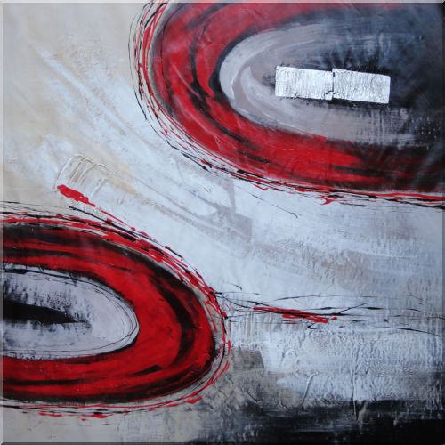  Red Swirls Oil Painting Nonobjective Modern 40 x 40 Inches