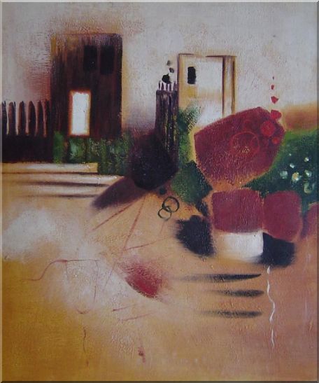 Objects in Front of Wall with Doors Oil Painting Cityscape Decorative 24 x 20 Inches