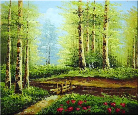 Yellow Aspen Forest and Snow Mountain Impression Oil Painting Landscape Tree Naturalism 20 x 24 Inches