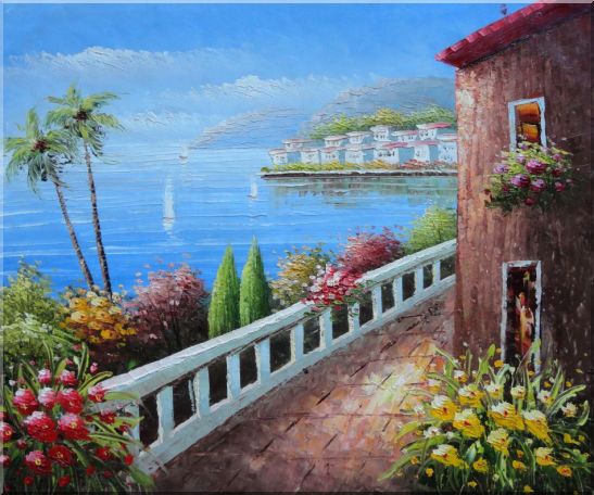 Mediterranean Seaside Walkway of A Village Oil Painting Naturalism 20 x 24 Inches