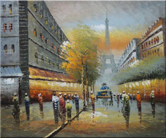 Impressionist Paris Street Cityscape in Early 19th Century Oil Painting France Impressionism 20 x 24 Inches