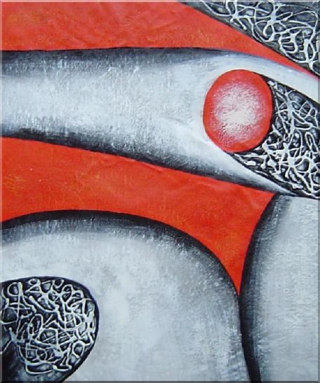 Gray And Red Decorative Patterns - 3 Canvas Set 3-canvas-set,nonobjective decorative  24 x 60 inches