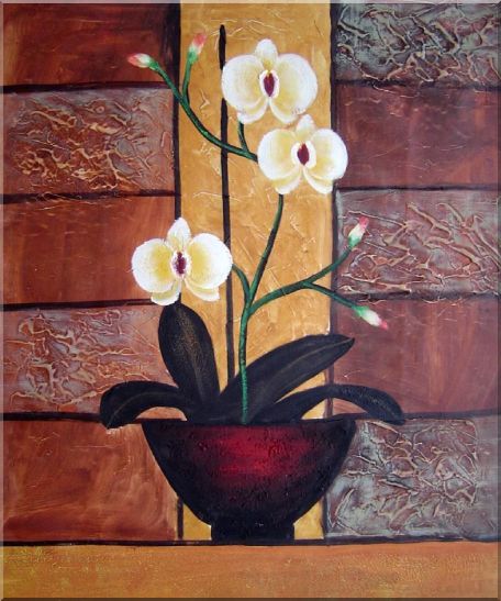Light Yellow Orchid in Pleasant Background Oil Painting Flower Decorative 24 x 20 Inches