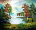 Peaceful Lake View in Spring Oil Painting Landscape River Naturalism 20 x 24 inches