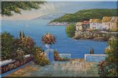 Mediterranean Terrace Oil Painting Naturalism 24 x 36 inches