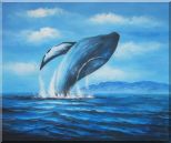 Whale Jumping Out of the Water Oil Painting Animal Marine Life Naturalism 20 x 24 inches