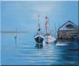 Two Small Boats on the Deck Oil Painting Impressionism 20 x 24 inches