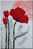 Modern Red Flower Blooming Oil Painting 36 x 24 inches