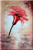 Modern Red Blooming Flower in Wind Oil Painting 36 x 24 inches