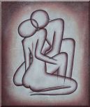 Kissing Nude Couple in Brown Oil Painting Portraits Modern 24 x 20 inches