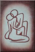 Kissing Nude Couple in Brown Oil Painting Portraits Modern 36 x 24 inches