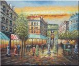 Strolling People Near Paris Arc de Triumph Oil Painting Cityscape France Impressionism 20 x 24 inches