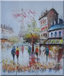 A Moment In Paris with Eiffel Tower Oil Painting Cityscape France Impressionism 24 x 20 inches