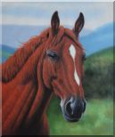 The Beauty of Red-Brown Horse Head Oil Painting Animal Naturalism 24 x 20 inches