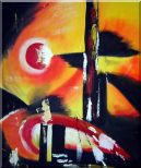 Red Yellow and Black Form Oil Painting Nonobjective Modern 24 x 20 inches