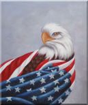 American Eagle / USA Flag Oil Painting Animal Naturalism 24 x 20 inches