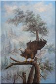 A Graceful Bald Eagle Stop on A Tree Oil Painting Animal Naturalism 36 x 24 inches