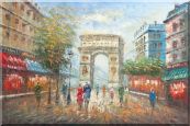 Twilight At Arc De Triomphe of Paris Oil Painting Cityscape France Impressionism 24 x 36 inches
