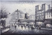 Moulin Rouge in Black and White Oil Painting Cityscape Impressionism 24 x 36 inches
